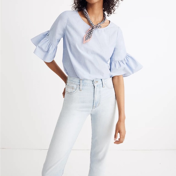 NWT Madewell Ruffle Sleeve Top - Small - Picture 4 of 8